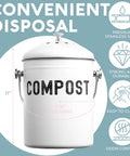 Stainless Steel Countertop Compost Bin 1.3 Gallons Odorless No Stink With Carbon Filter Airtight Lid Indoor Kitchen Companion
