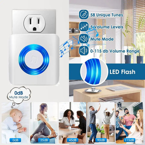 Wireless Door Alarm Sensor System For Dementia Caregivers And Home Security 260 Feet Range With 3 Sensors And 2 Receivers No Fuss Setup No Wiring Needed Real Time Chime Alerts For Elderly Kids Office Store. Plug-in receiver with LED flash and volume levels