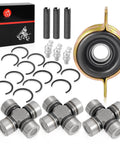 Front and Rear Propeller Shaft Bearing Carrier and Heavy Duty U Joint Kit for Ranger and RZR 570 900 1000 Series