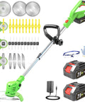 Cordless 21V Weed Wacker With Dual Batteries And Charger 3 In 1 Metal Blade Trimmer Edger Brush Cutter Powerful 650W Electric Tool