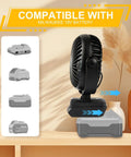 Cordless Jobsite Fan Compatible With DeWalt 20V Batteries Portable Brushless Motor Cooling Fan shown with battery options