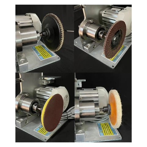 Rugged All Steel Belt Sander And Rock Polisher Gen Two Build With Quiet Brushless Motor Variable Speed Control Plus Forward Reverse Toggle for polishing discs.