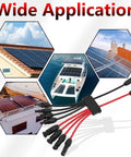 Parallel Panel Connectors Kit For Four Panels, Tool Free Y Branch Cable Splitter 2 To 8, shown in rooftop and marine install