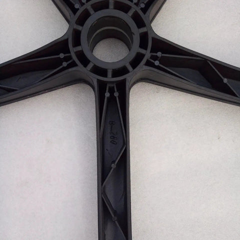 Built Like A Tank Replacement Office Chair Base With Smooth Rolling Casters And Heavy Duty Five Spoke Design For Gaming Chairs top view showing the black plastic structure.