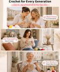 Collage with diverse women using No-Brainer Crochet Starter Kit For Beginners With Ergonomic Hooks And 59-Piece Yarn Bundle.