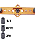 Kaas self-centering dowel jig kit in orange aluminum with line finder; includes 1/4, 5/16, 3/8 drill guides