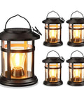4 Pack Solar Lanterns For Outdoors Waterproof Hanging Led Lights For Garden Patio Porch Decor Warm Light Auto On At Dusk Longer Battery Life