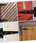 8-Pack 5-Inch Black Painted Galvanized Tee Hinges For Cabinet Doors Outdoor Chests And Shutters Weld-On Door Hardware Heavy-Duty Build Easy Install Durable Non-Mortise Hinge Set on wood surfaces