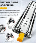 Beefy Heavy Duty Drawer Slides With Lock For Smooth Full Extension Side Mount Ball Bearing Rails 500 Lb Load Capacity Fits 12 Through 60 Inch Drawers Locking Runners Durable Steel Tracks Easy Install 1 Pair Screws Not Included showcasing industrial-grade load-bearing rail measurements