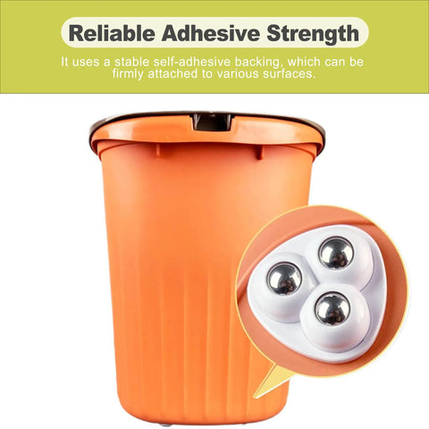 8 Pack Self Adhesive Caster Wheels With 360 Degree Swivel For Small Appliances And Furniture Moving No Drill Needed Heavy Duty Smooth Glide White Finish attached to orange container