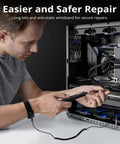 Man using Compact 155 In 1 Mini Electric Screwdriver Cordless Set With 5 Adjustable Torque Levels Up To 0.75Nm inside PC case