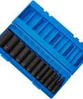 3/8 Inch Drive Deep Socket Set, 12-Piece With Universal Molded Case, Displays Various Socket Sizes