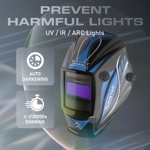 True Color Auto Darkening Welding Helmet 4/9-13 Shade For Stick MIG TIG Welding, Arc Sensors, durable hood, close-up