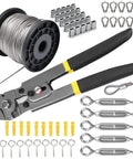 Beefy Turnbuckle Kit And Wire Rope Crimping Tool Set With 100 Feet Vinyl Coated Aircraft Cable 1 16 Inch Overmolded To 5 64 Inch