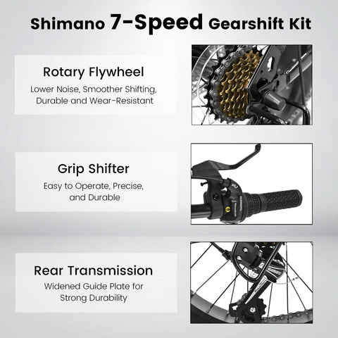 Shimano 7-speed gearshift kit for Fat Tire Kids Mountain Bike With 20X4 Inch Fat Tires Dual Disc Brakes Front Suspension 7 Speed