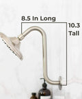 High Rise Shower Head Extension Arm With Flange 10.5 Inch Gooseneck S Shaped Design In Stainless Steel Half Inch Connection