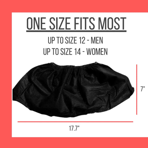 Extra Thick Black Disposable Shoe Covers 100 Pack With Elastic Fit Non Slip Booties for Men Size 12 Measured