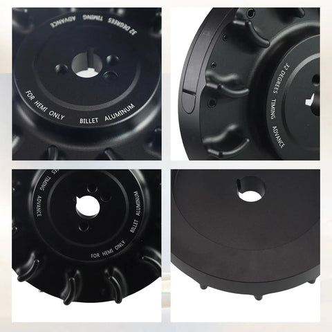 Heavy Duty 6061 T6 Billet Aluminum Flywheel For Predator 212cc Hemi Engines close-up view showing timing advance markings and construction.