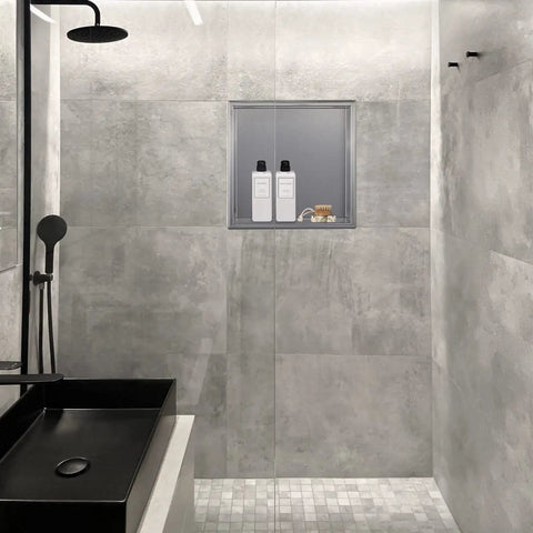 Shower Niche Organizer In Brushed Stainless Steel, Recessed Caddy And Bathroom Shelf Insert For 14-3/4 Inch Square Wall Hole, Rustproof 304 Stainless, Seamless Weld, Nickel Finish For Wet Rooms
