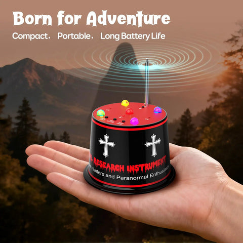 Real Talk Ghost Hunter EMF Detector With Enhanced Magnetic Field Amplifier, Real Time EMF Readings, Auto Calibration, 5 Level Sensitivity, Precise Plus Or Minus 1 C Temperature Tracking, 9V Battery Included For Paranormal Investigations, handheld on palm