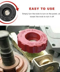 Heavy Duty Top Post Battery Disconnect Switch 12V 125A Quick Automatic Shutdown Knob mounted on battery connection with clear off-on markings.