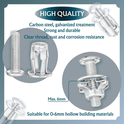 Jack Nut Kit With Heavy Duty Rivet Gun For Permanent Threaded Anchors In Hollow Doors, showing steel nuts and bolts design