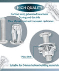 Petal Nut Expansion Screws Kit For Metal Frames 50Pcs Jack Nuts M4 M5 M6 M8 Heavy Duty Galvanized Carbon Steel Rustproof
