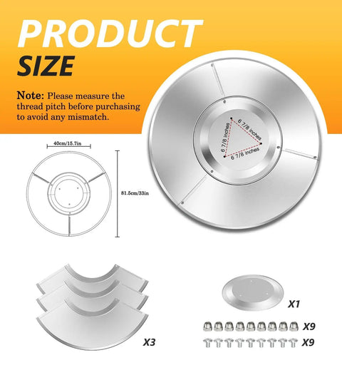 Patio Heater Reflector Shield 33 Inch Aluminum Top Replacement Part For Propane Outdoor Heaters Boosts Heat Distribution Weatherproof And Cuts Fuel Use