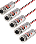 5 Pack 650nm 5mW Red Laser Tube Heads With Adjustable Focus For Sight Positioning And Telescopes Includes 3 To 5V Power, five metal modules