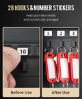 Heavy Hitter Steel Key Wall Cabinet With Dead Tough 3 Digit Combo Lock Box For Indoor Offices Realtors Schools And Apartments Holding Up To 28 Keys showing key hooks with number stickers for organization.
