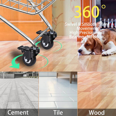 Rock Solid Five Inch Polyurethane Swivel Caster Wheels Set Of Four With M10 Threaded Stem rolls silently on wood and tile floors.