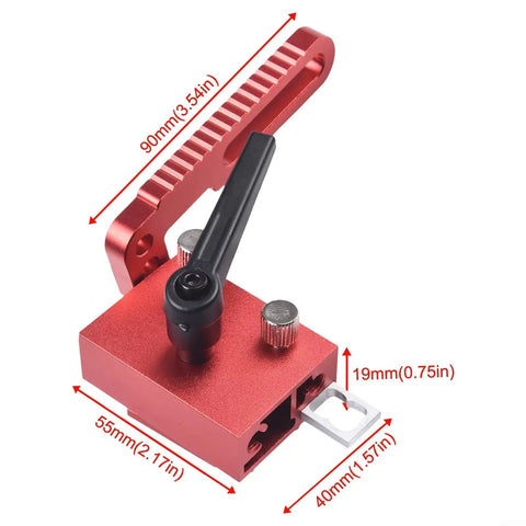 Beefed Up Adjustable Miter Track Stop For Table Saw And CNC Router Table Red Aluminum Alloy T Slot Fence Flip Stop with Measurements