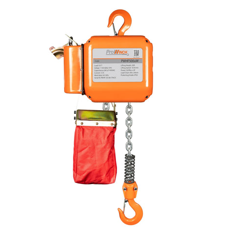 Prowinch orange 1/2-ton electric chain hoist with steel load chain and hook