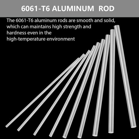 15pcs 6061-T6 aluminum round rods, 1/8 in (3 mm) diameter, 12 in (305 mm) length, smooth solid shafts