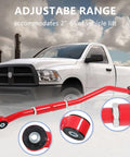 Beefy Adjustable Front Track Bar For Dodge Ram 2500HD 3500HD 2003 2013 Fits 2 To 6 Inch Lift Eyelet To Eyelet 1000 To 1100 Millimeters For On Road And Off Road Steering Upgrade, red steel bar
