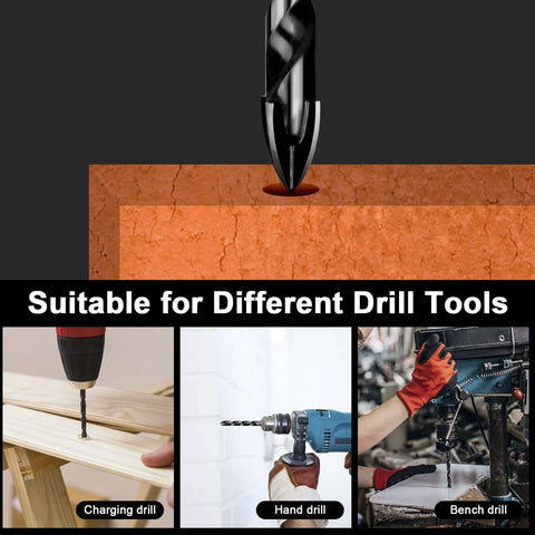 UBESTHS 1/4 in concrete drill bit set, 10 pcs with tungsten carbide tips; shown with hand drill and bench drill.