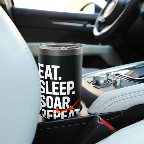 Glider Pilot Stainless Steel Insulated Tumbler Keeps Coffee Hot Or Ice Cold For Sailplane Fans in car cup holder