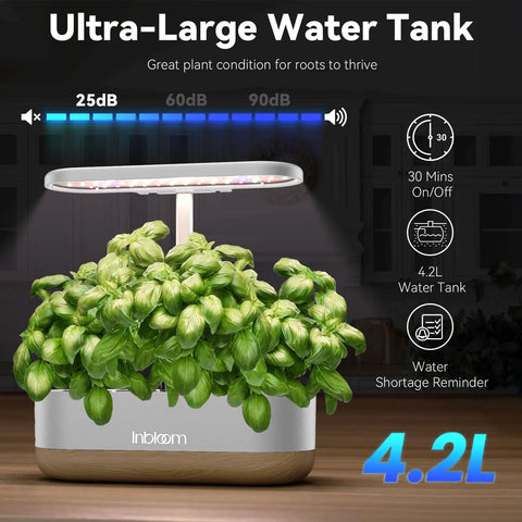 12 Pod Hydroponics Growing System For Indoor Herb Garden With Full Spectrum LED Grow Light and Water Shortage Alarm