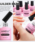 Close-up of Builder Base Clear Gel Kit for Nails Sheer Color Gel Reinforcement Lacquer Hema Free Cruelty Free Vegan application