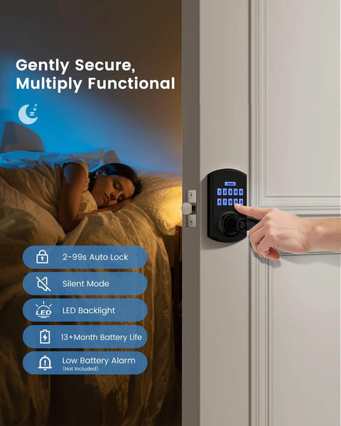 Heavy Duty Zinc Alloy Keypad Smart Door Lock With Backlit Keyless Digital Entry Handle Silent Mode Battery Alert Lock Up Tight Front Door Security No Sweat Setup