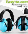 Blue foldable earmuffs from Four Pack Kids Ear Protection Earmuffs Adjustable Noise Reduction 27NRR Noise Cancelling Earmuffs For Sleep