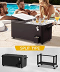 80 Quart Rolling Cooler With Wheels For Outdoor Parties Pink Ice Chest On Wheels Portable Stand Up Cooler With Shelf Poolside Bevs Organizer With Bottle Opener And Drain Plug Ideal Patio Bar Cart