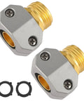 2 Pack Brass Garden Hose Repair Kit With Three Quarter Inch And Five Eighth Inch Fit Male Hose End Connectors Easy To Install