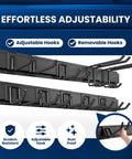 Close-up of 64 Inch All Metal Garage Tool Organizer Wall Mount Heavy Duty Tool Rack Holds 680 Lbs With Adjustable Hooks.