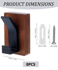 Product dimensions of Heavy Duty Eight Piece Walnut Wood Wall Hooks Featuring Thickened Aluminum Support, 80mm height, 50mm width.