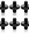 Solid Grip Six Pack Of One Quarter Inch Male To Male Threaded Tripod Screw Adapters For Camera Cages And Lighting Stands With Grippy Knurling And Rust Proof Aluminum Build Setup displayed in a grid layout.