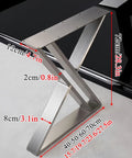 Premium Heavy Duty Brushed Stainless Steel Table Legs Featuring Anti Slip Leveling Feet And Quick No Sweat Assembly For Rock Solid Desk Or Bench Frames At Seventy Two Cm Tall with measurements.