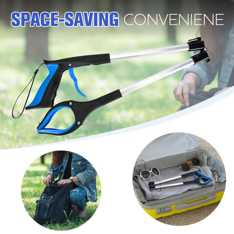 32 Inch Foldable Grabber Reacher Tool With 4 Inch Wide Jaw And 360 Degree Rotating Head Six Pack Grabber Pickup Tool For Seniors Easy Reach For Indoor Outdoor Use Lightweight And Durable Blue