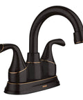 Idora Mediterranean Bronze Two Handle Centerset Bathroom Faucet With Drain Assembly High Arc Spout Easy Install 4 Inch Centerset
