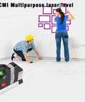 Pro Grade Laser Level With Multipurpose Tape Measure And 8 Ft Line, Standard And Metric Rulers, Battery Update Ready, Pinpoint Accuracy, 3 Pronged Leveling Bubble, DIY Friendly Measuring Tool For Quick Projects used for wall alignment